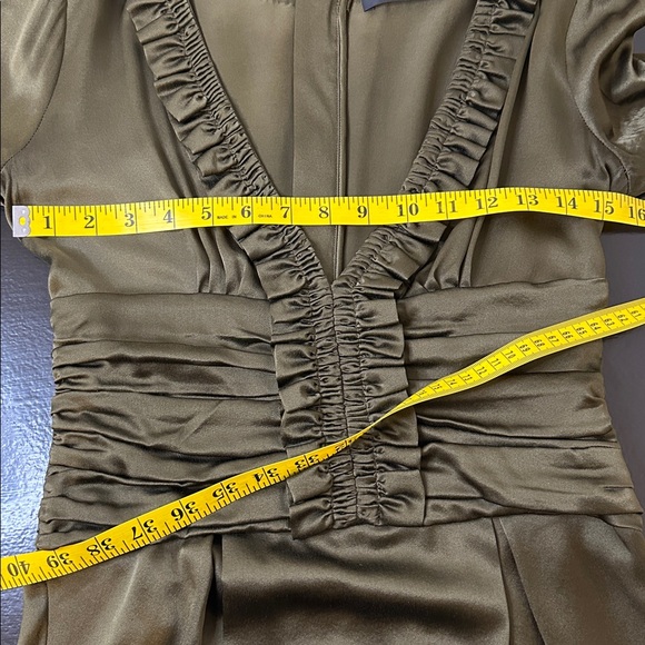 Y2K Burberry Prorsum Olive Green Ruched Blouse - Picture 16 of 16